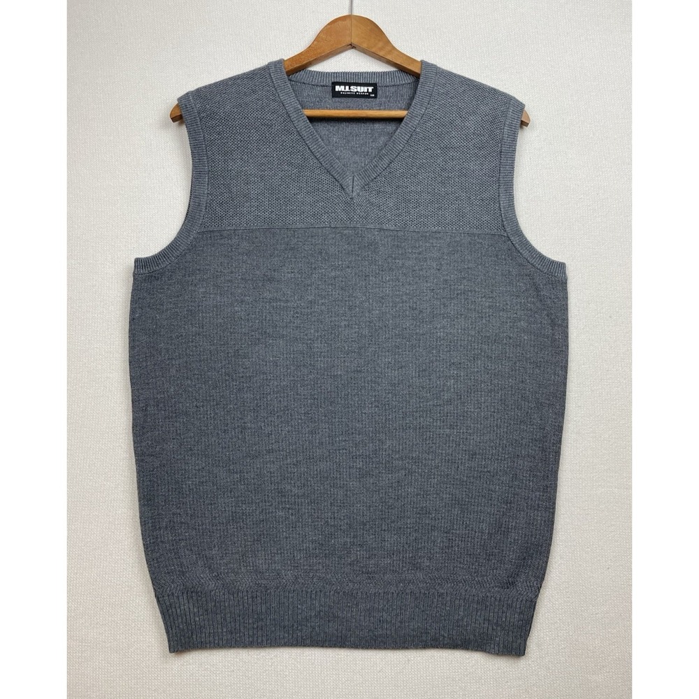 M.I.SUIT Business‎ Weapon Mens Gray Sweater Vest L Preppy Layer Academia Capsule